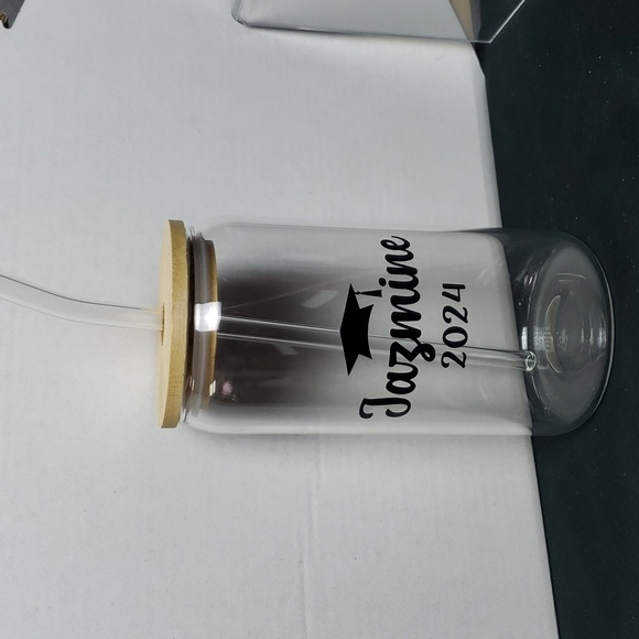 One Personalized Graduation Bamboo Glass Tumbler with Name and Graduation Year - Picture 4 of 4